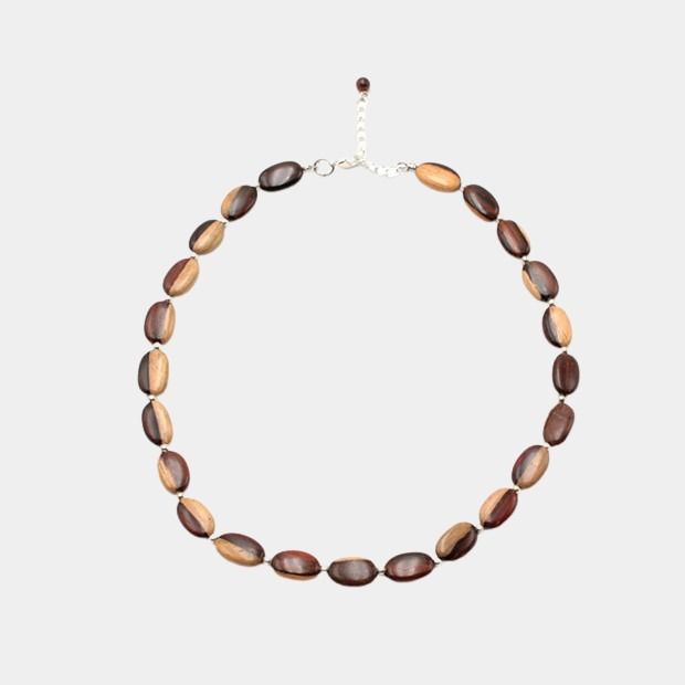 Two Tone Wood Olive Necklace  - Serennella